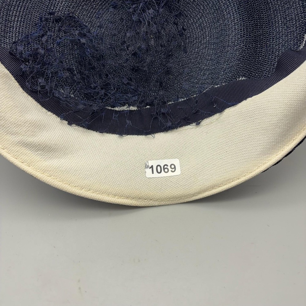Vintage L.S. Ayres & Co Fascinator Hat Womens One Size Blue Straw Veil Net 50s - Picture 8 of 8